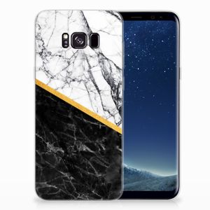 Samsung Galaxy S8 Plus TPU Siliconen Hoesje Marmer Wit Zwart - Origineel Cadeau Man