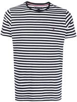 Tommy Hilfiger t-shirt rayé à logo brodé - Bleu