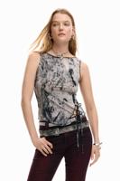 T-shirt met foto met strik - BLACK - XL