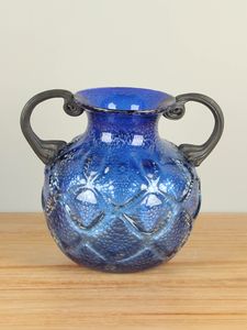 Glazen decoratie Petrovskiy pot blauw klein 19 cm