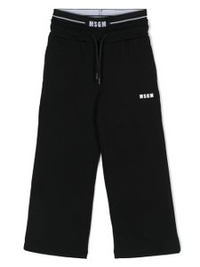 MSGM Kids pantalon de jogging en coton à taille à logo - Noir