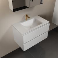 MONDIAZ AIVY 80cm badmeubel Talc, wastafel Talc solid surface midden 1 kraangat met spiegelkast (AI-351171TALC-SI - AI-M80TAMI - AI-C80TAMI) - thumbnail