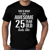 Grote Maten Awesome 25 year old/ 25 jarige t-shirt voor heren zwart