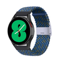 Braided nylon bandje - Blauw / groen gemêleerd - Samsung Galaxy Watch - 46mm / Samsung Gear S3 - thumbnail