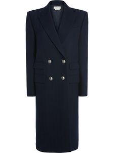 Alexander McQueen manteau croisé en maille - Bleu