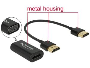 Delock 65667 Adapter HDMI-A male > VGA female Metalen behuizing met 15cm kabel