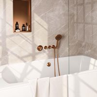 Brauer Copper carving inbouw - douchegarnituur - 3 carving knoppen - handdouche rond 3 standen - PVD - geborsteld koper 5-GK-096
