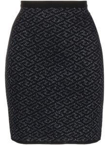 Versace jupe en maille à logo en jacquard - Noir