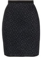 Versace jupe en maille à logo en jacquard - Noir