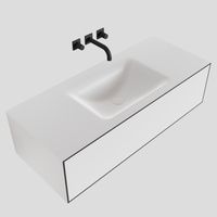 MONDIAZ LAGOM 110 badmeubel solid surface talc 1 lade CLOUD midden 0 kraangaten