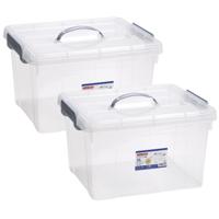 Opslagbox AZUL serie - 2x - met deksel - transparant - 24 liter - 42 x 36 x 25 cm - kunststof