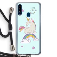 Regenboog eenhoorn: Samsung Galaxy A20s Transparant Hoesje met koord