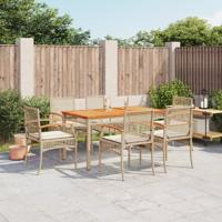 7-delige Tuinset met kussens poly rattan beige