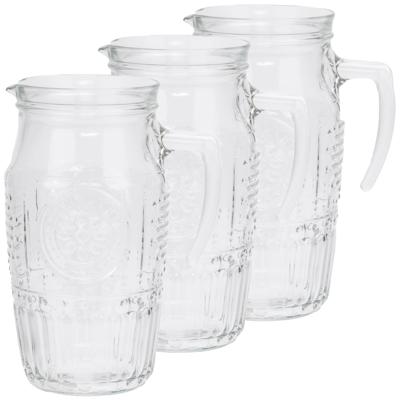 Bormioli Rocco schenkkan/waterkan - 3x stuks - Glas - zonder deksel - 1,8 liter - Sapkan