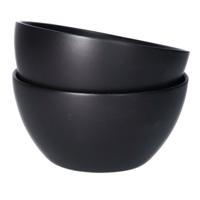 Kom - 2x - aardewerk - zwart - stapelbaar - D14 x 7.5 cm - schaaltje