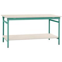 Manuflex BB5221.0001 Compleet bijzettafel basis stationair met melamine schijf + legplank, bxdxh: 1500 x 800 x 780 mm Grijs, Groen