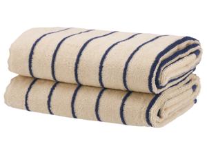 LIVARNO home 2 Handdoeken 100 x 50 cm (Wit/blauw)