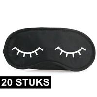 20x Slaapmaskers met slapende oogjes zwart/wit