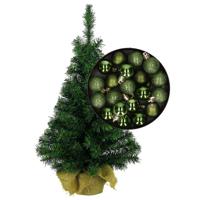 Mini kerstboom/kunst kerstboom H75 cm inclusief kerstballen groen - Kunstkerstboom - thumbnail