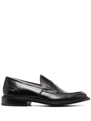 Tricker's mocassins en cuir à bout en amande - Noir