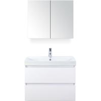 Maxx XL Badmeubelset 80 cm - Wit Hoogglans - Wastafel Just 1 Kraangat met Spiegelkast