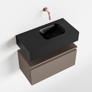 Toiletmeubel Mondiaz Andor | 60 cm | Meubelkleur Smoke | Lex vrijhangend wastafel Urban Rechts | Zonder kraangat