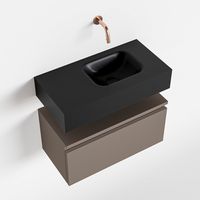 Toiletmeubel Mondiaz Andor | 60 cm | Meubelkleur Smoke | Lex vrijhangend wastafel Urban Rechts | Zonder kraangat