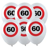 Leeftijd verjaardag ballonnen 60 jaar - 12x - stopbord opdruk - 28 cm