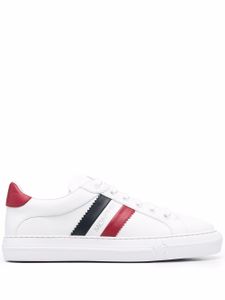 Moncler baskets en cuir à bandes contrastantes - Blanc