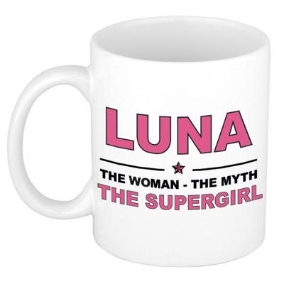 Luna cadeau mok - Woman Myth Supergirl - naam koffiemok - 300 ml - collega - moederdag