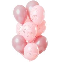Ballonnen Set 25 Jaar Roze Premium - 12 Stuks