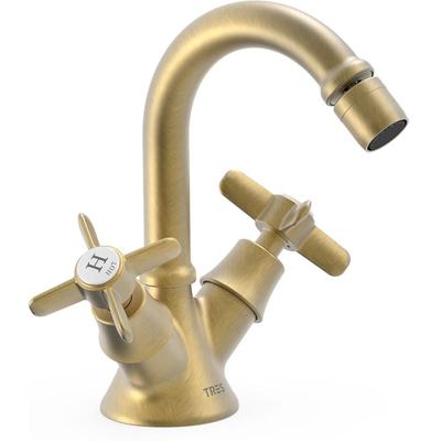 Bidetkraan Tres Clasic | Opbouw | Mengkraan | 2-knops | Vintage | Messing mat