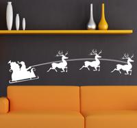Muursticker kerstman slee herten
