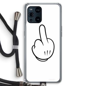 Middle finger white: Oppo Find X3 Transparant Hoesje met koord