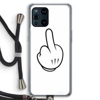 Middle finger white: Oppo Find X3 Transparant Hoesje met koord