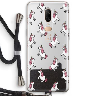 Eenhoorns overal: OnePlus 6 Transparant Hoesje met koord