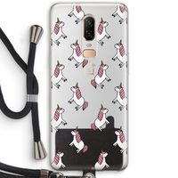 Eenhoorns overal: OnePlus 6 Transparant Hoesje met koord