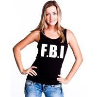 Politie FBI tekst singlet shirt/ tanktop zwart dames - thumbnail