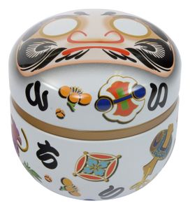 Wit roestvrij stalen Theeblik Daruma - 8.25cm 80g