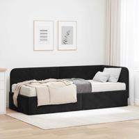 Hoekbedframe met matras Zwart 80 x 200 cm Fluweel