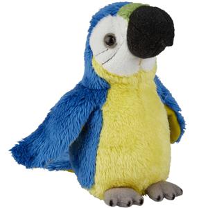 Pluche kleine knuffel dieren blauwe macaw papegaai vogel - 15 cm