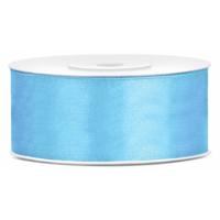 Partydeco Cadeaulint - lichtblauw - 2,5 cm x 25 meter - satijn - sierlint - inpakken - decoratie