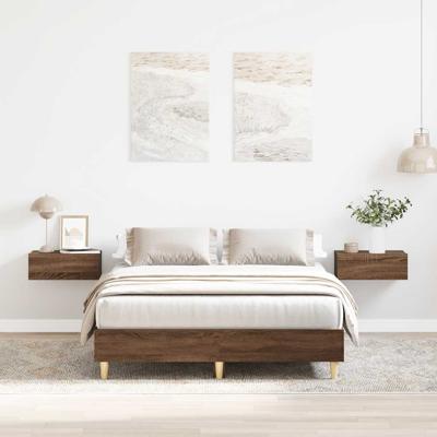 Bedframe zonder matras 135x190 cm spaanplaat bruin eiken