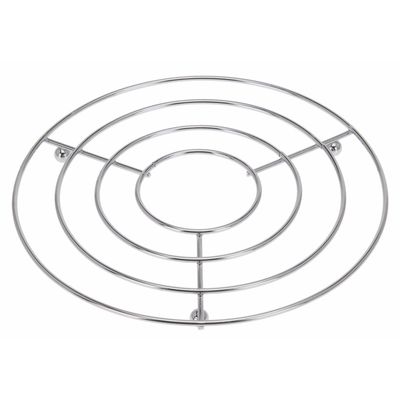 Pannenonderzetters rond verchroomd metaal 24 x 19 cm