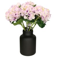 Kunstbloemen boeket Hortensias - 8 stelen - lila paars - 51 cm - Kunst zijdebloemen