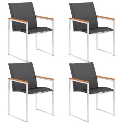 Tuinstoelen 4 st textileen en roestvrij staal grijs
