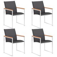 Tuinstoelen 4 st textileen en roestvrij staal grijs