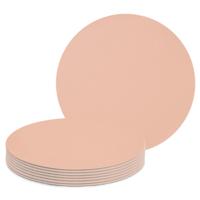 Tafel Placemats lederlook - 8x - zalm roze - rond - D38 cm - tafel dekken - onderleggers - thumbnail