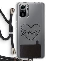 Friends heart black: Xiaomi Redmi Note 10S Transparant Hoesje met koord