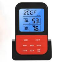 LCD digitale voedsel thermometer met dubbele sonde sensoren timer (zwart)